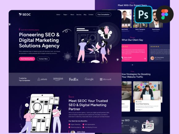 Download SEO &amp; Digital Marketing Figma Design PSD - Sign Collection