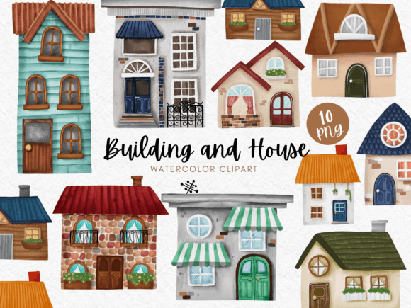 Download Building and House Watercolor Clipart - Premium Resources