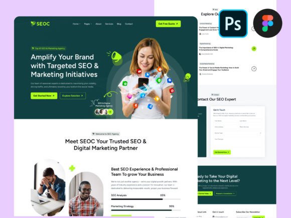 Download SEO &amp; Digital Marketing Figma Design PSD - Sign Collection