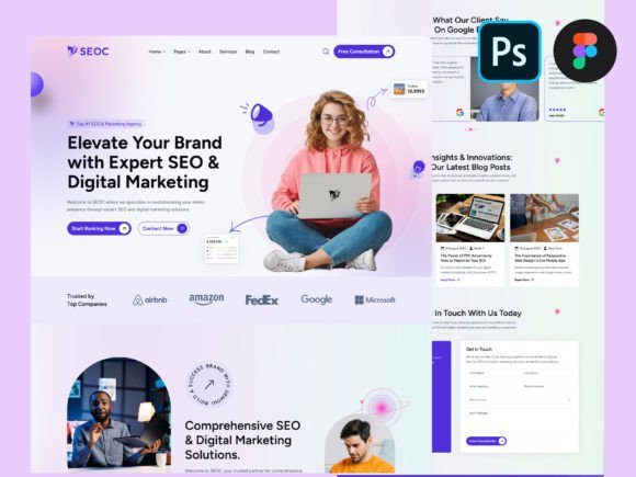 Download SEO &amp; Digital Marketing Figma Design PSD - Sign Collection