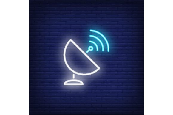Download Satellite Dish and Signal Symbol Neon Si - Sign Collection