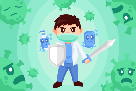 Download Doctor Against Virus Flat Design Style - Sign Collection