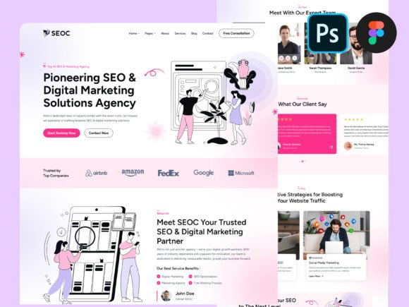Download SEO &amp; Digital Marketing Figma Design PSD - Sign Collection