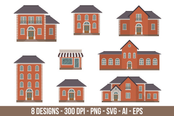 Download Brick House Building Clipart Set. - Premium Resources