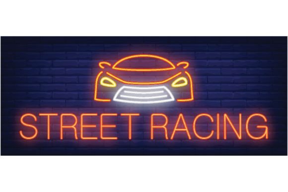 Download Street Racing Neon Sign. Automobile Fron - Sign Collection