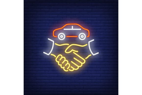 Download Car Deal Neon Sign. Glowing Hands with C - Sign Collection